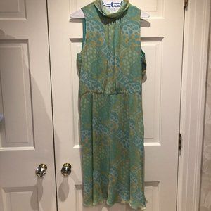 Blue/Green Silk Geometric Dress